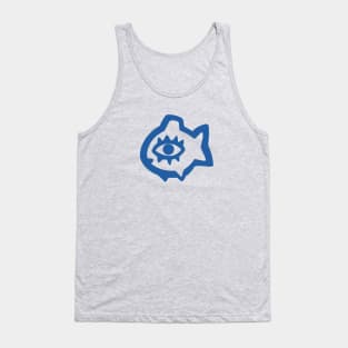 Naive art of a fish with big eye in blue ink Tank Top